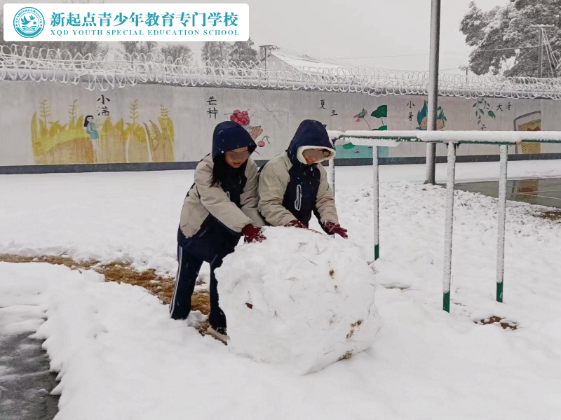 睿智青少年特训学校开展冬日打雪仗活动